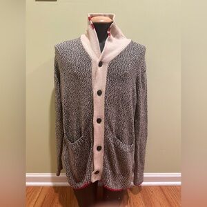 Roots Cabin Cardigan Shawl Neck Button Up Wool Blend Men's Large
